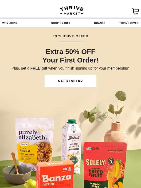This is BIG: Get 50% off your first order! email from Thrive Market