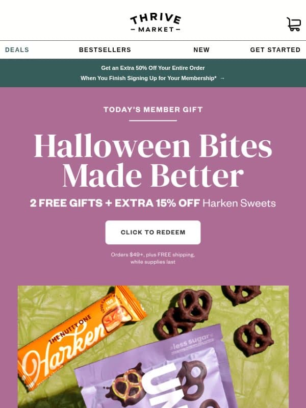 👻 Trick or treat: FREE Halloween chocolates email from Thrive Market