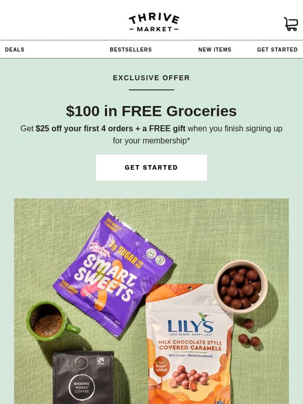 Reminder: Claim your $100 in FREE groceries email from Thrive Market