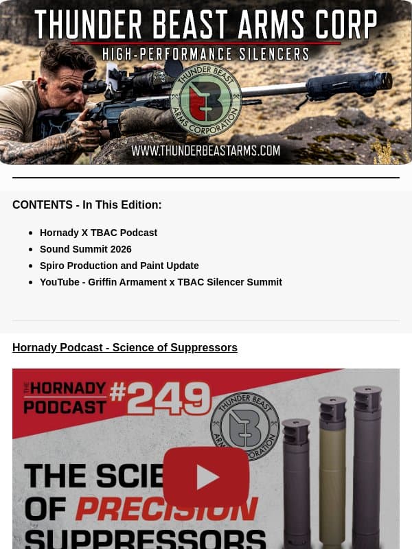 TBAC News: Hornady X TBAC Podcast email from Thunder Beast Arms