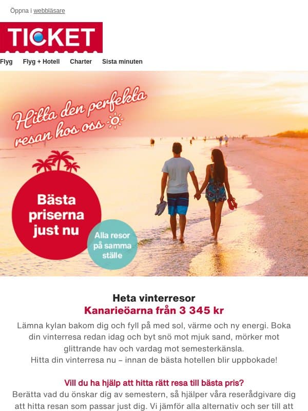 Heta vinterresor från 3 345 kr ☀️ email from Ticket