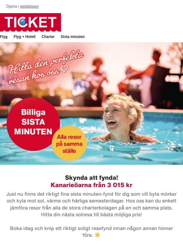 ⚡Sista minuten till Kanarieöarna - från 3 015 kr email from Ticket