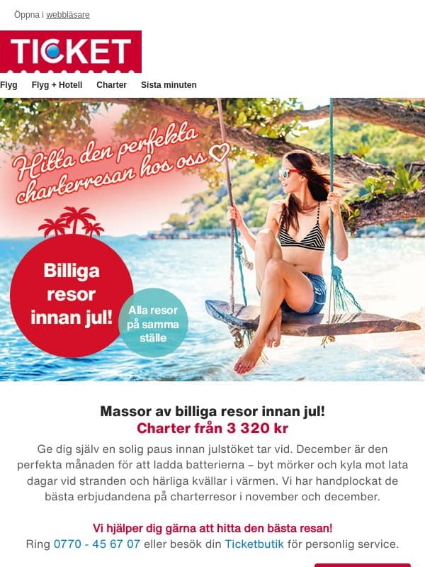 ⚡️Massor av billiga resor innan jul | Kanarieöarna till fyndpris email from Ticket