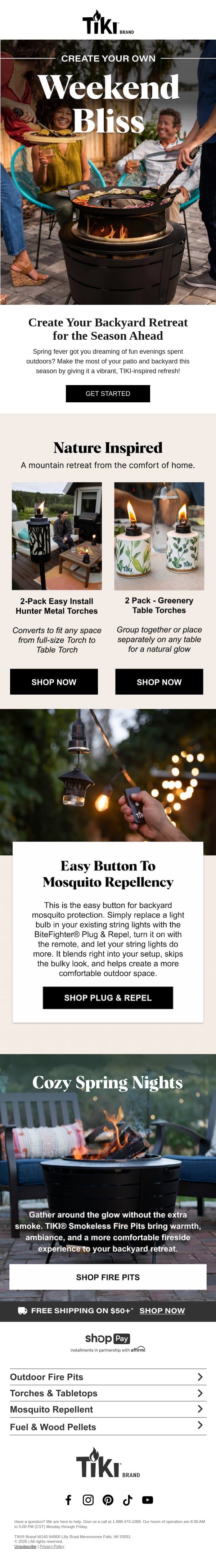 Spring fever? email from Tiki Brand screenshot