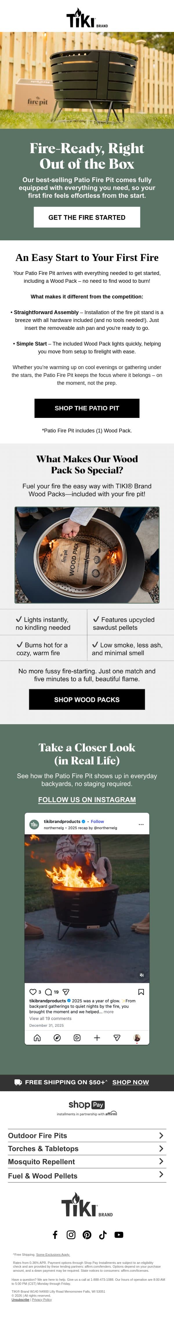 Effortless Fires, Right From the Start email from Tiki Brand screenshot