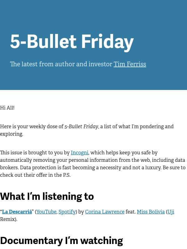 5-Bullet Friday — Art Thieves, At-Home Brain Stimulation, Dwarkesh’s Origin Story, and Tide Shifts email from Tim Ferriss