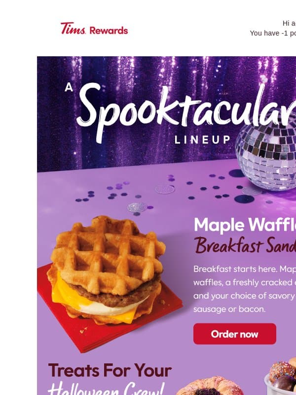 Your Spooktacular Fall Lineup Is Here email from Tim Hortons