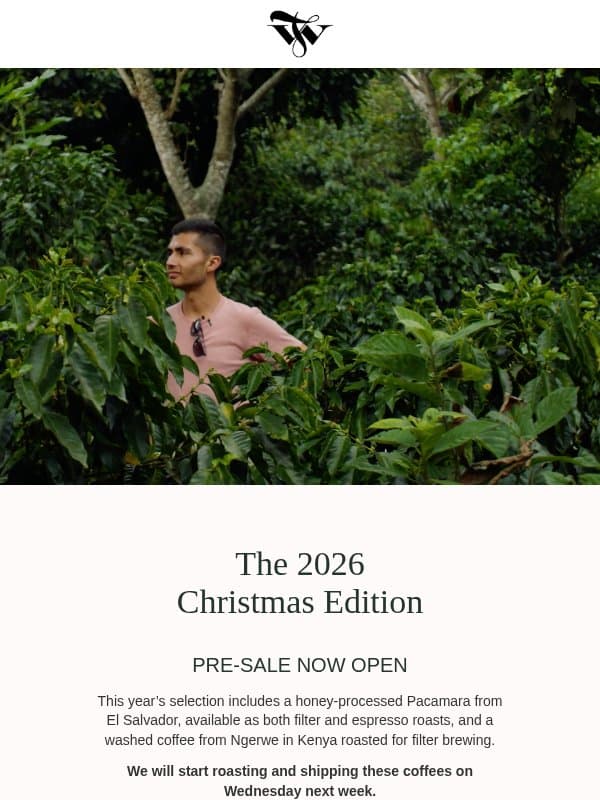 The 2026 Christmas Coffees ☕ email from Tim Wendelboe