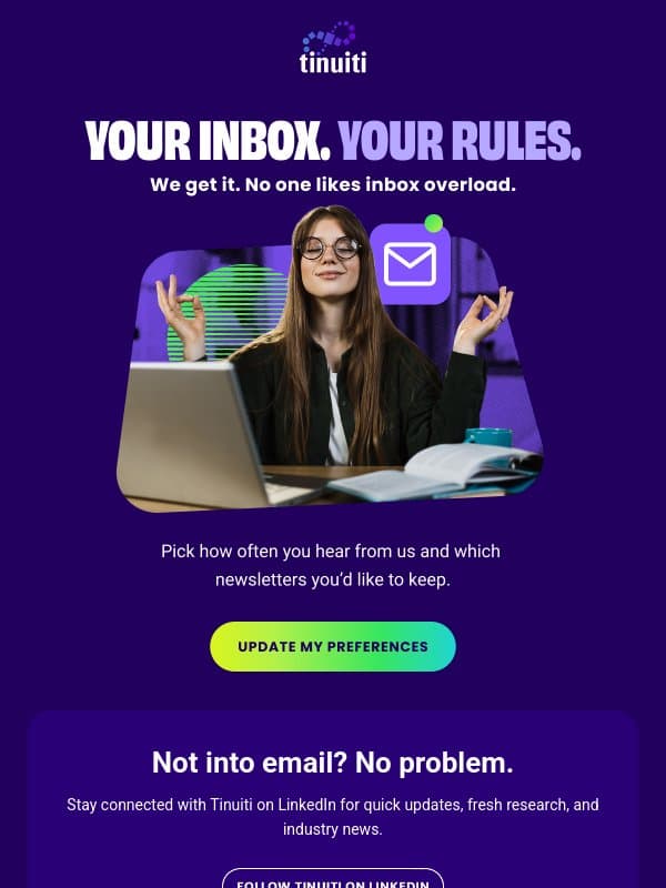 Update your email preferences in 10 seconds email from Tinuiti