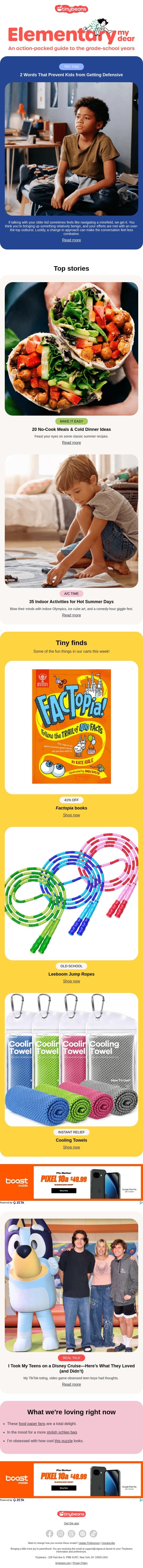 2 words that prevent kids from getting defensive email from Tinybeans screenshot