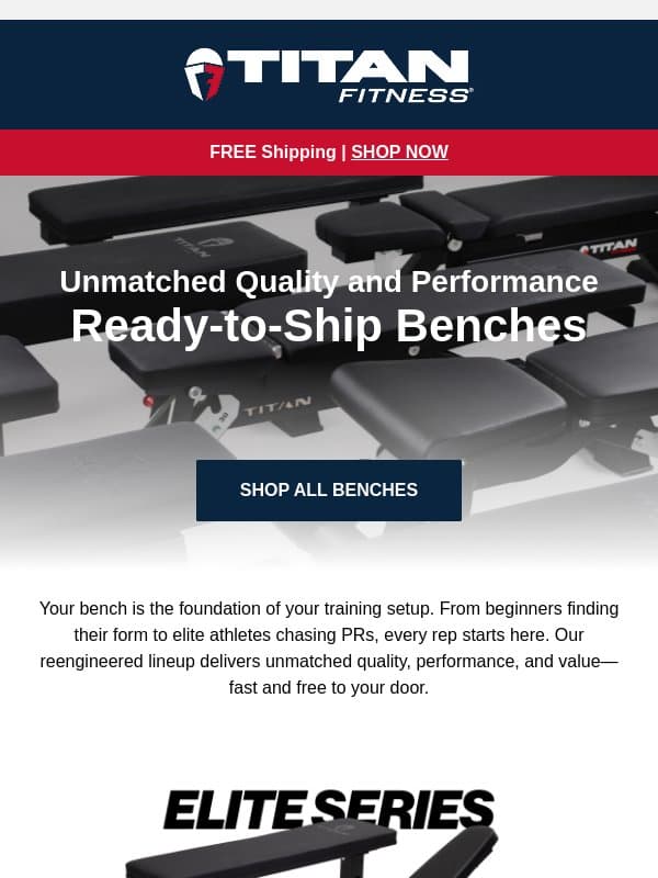 Benches From $179.97, Shipped Free email from Titan Fitness