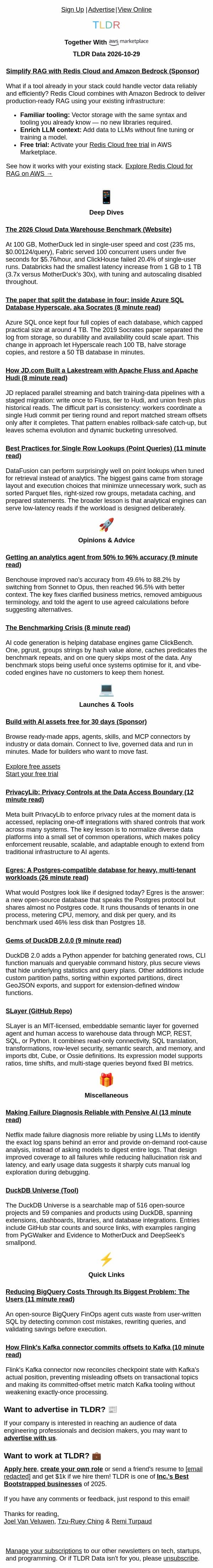 How Netflix Debugs with AI π, Database Benchmark Battle π, Privacy at the Access Point π email from TLDR Cybersecurity screenshot