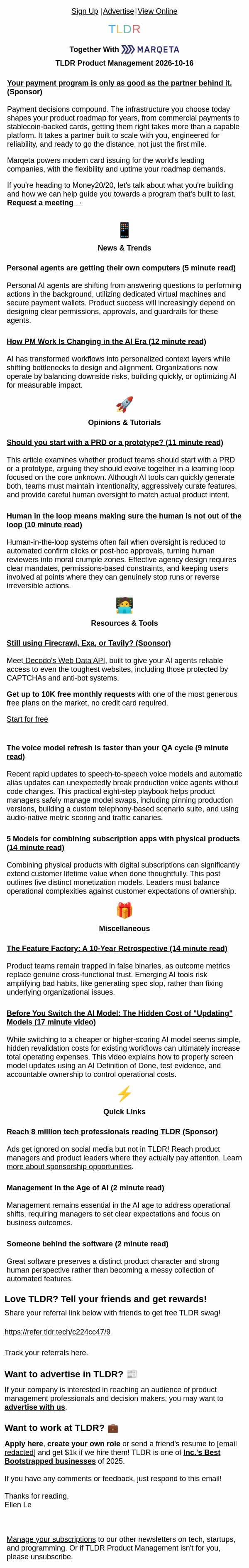 Agents get computers 🖥️, PM work evolves 🛠️, PRD or prototype? 🧪 email from TLDR Cybersecurity screenshot