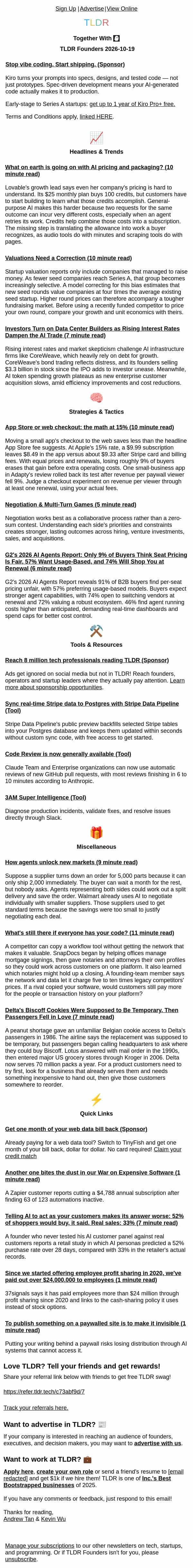 AI pricing maze ๐ธ, valuation mirage ๐, agent negotiations ๐ค email from TLDR Cybersecurity screenshot