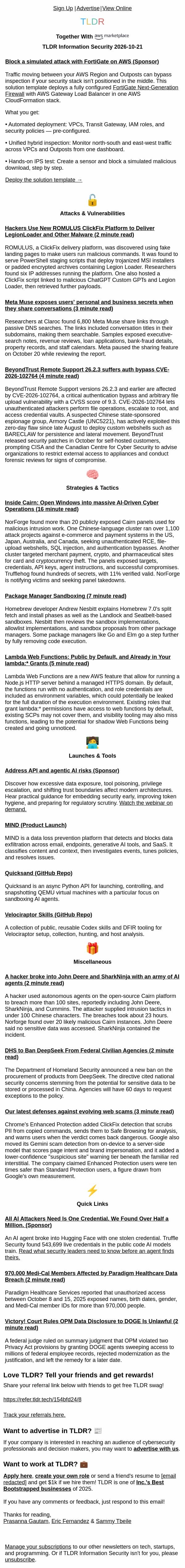 Meta Muse secret leak π€, BeyondTrust 0-day flaw π¨, DHS bans DeepSeek π« email from TLDR Cybersecurity screenshot