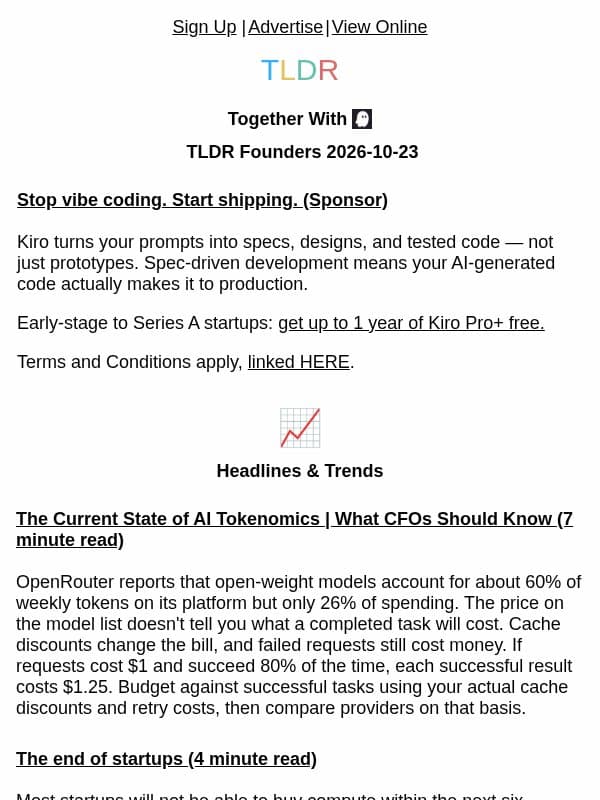 AI token economics 💸, product quality 👨💻, frontier marketing 🔄 email from TLDR Cybersecurity