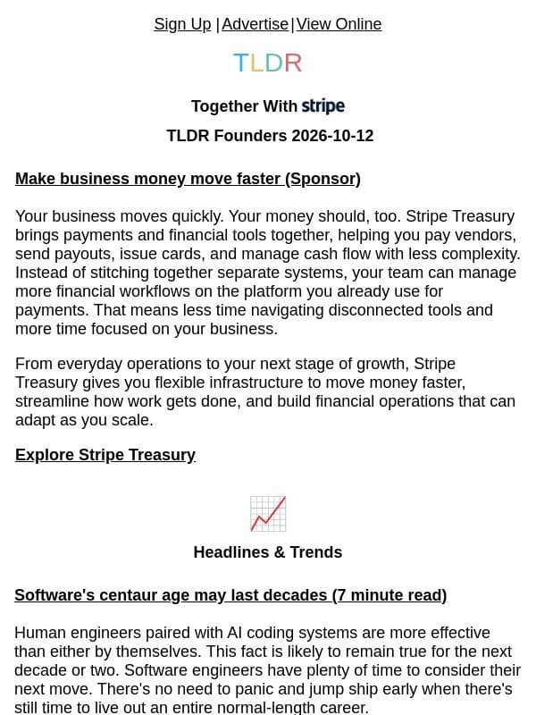 Owning intelligence 🧠, Software’s centaur age 🐴, senior hiring rebounds 👨💻 email from TLDR Cybersecurity