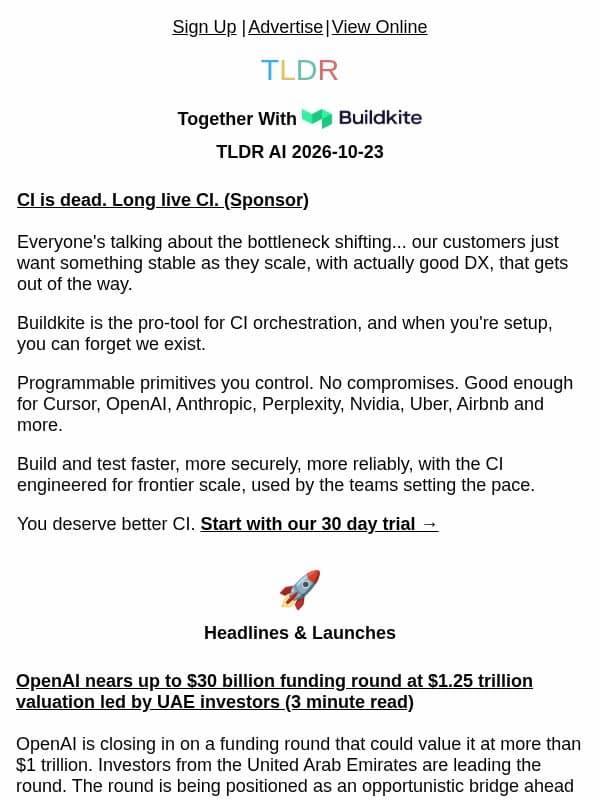 OpenAI nears $1.25T π°, βοΈ, 1Password for Agents π, Gemini 3.5 Pro postmortem π€ email from TLDR Cybersecurity