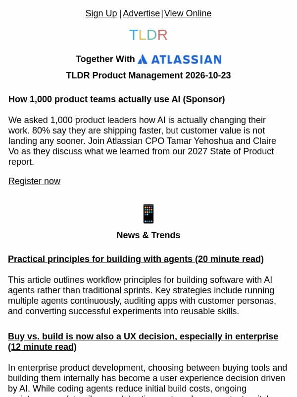 Building with agents 🦾, buy vs. build 🧩, don’t ask AI to write the user story yet 📝 email from TLDR Cybersecurity