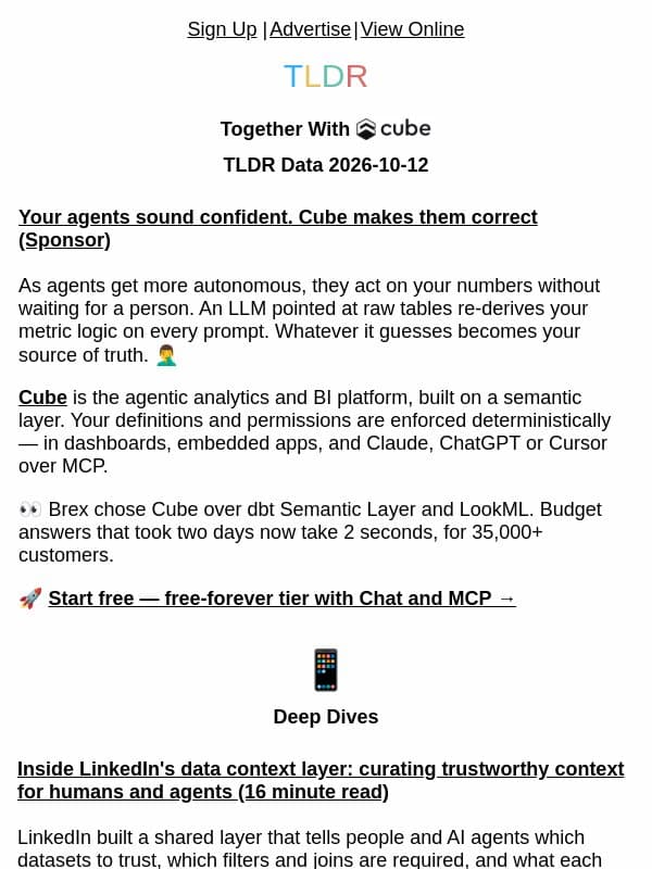 LinkedIn Gives Agents Context 📚, Claude Dashboards 📊, Salesforce Spark Optimization ⚡ email from TLDR Cybersecurity