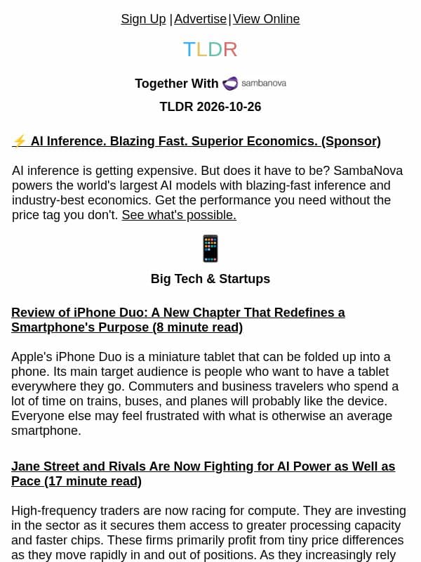 iPhone Duo 📱, SpaceX military access 🛰️, ambitious software 👨💻 email from TLDR Cybersecurity