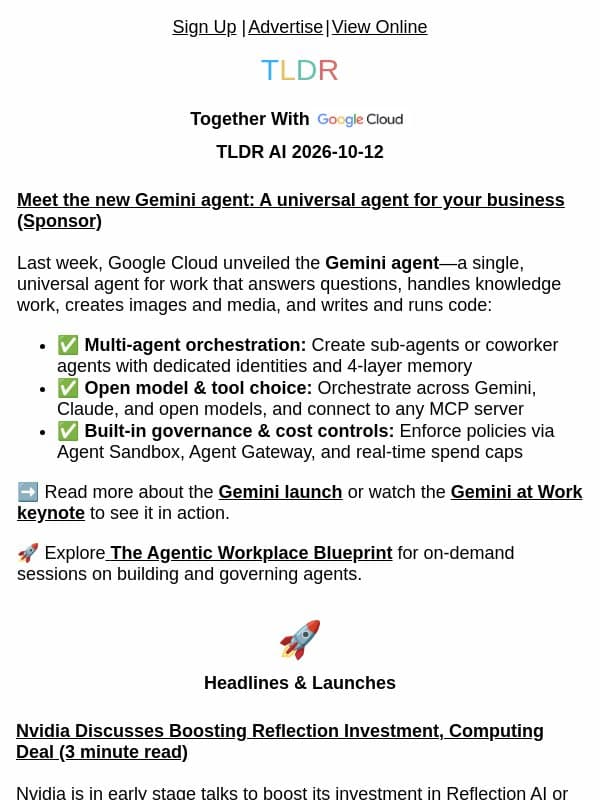 Gemini 4 Carbon 🧠, Nvidia weighs Reflection acquihire 💰, decision model race 🤖 email from TLDR Cybersecurity