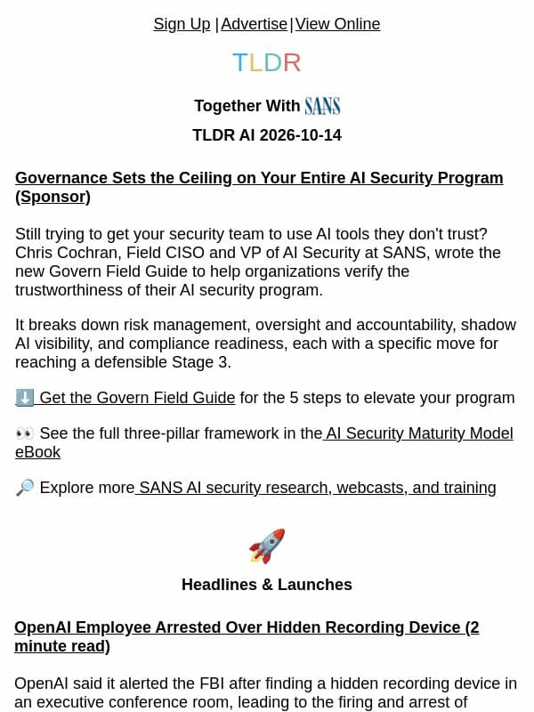 OpenAI dev arrested 🚨, Pi API 🤖, OpenCode 2.0 🧑💻 email from TLDR Cybersecurity