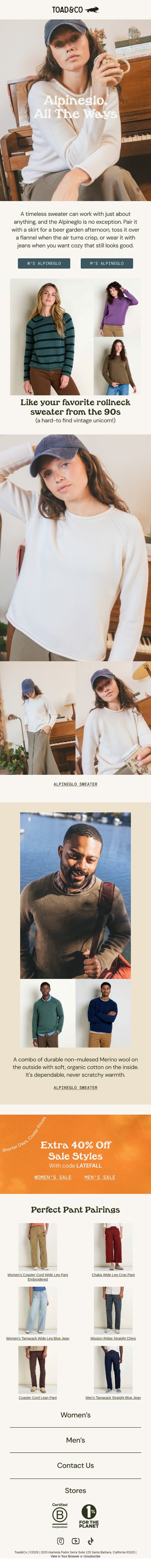 How We're Wearing This Sweater Staple email from Toad&Co screenshot
