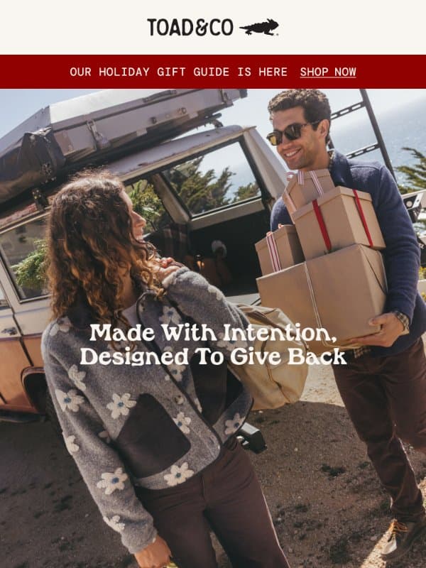Made With Intention - Our Holiday Gift Guide email from Toad&Co