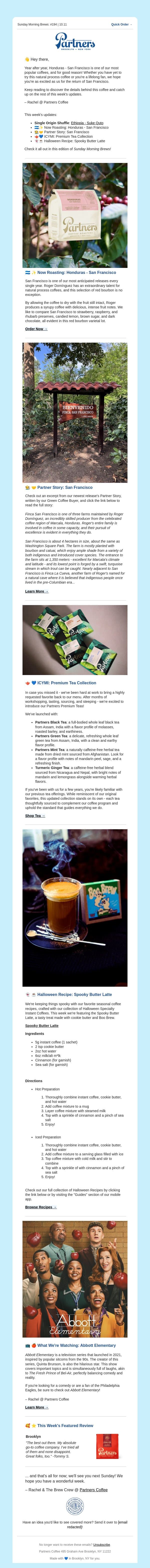 ☕🗞️ A highly-requested coffee returns... email from Toby's Estate Coffee (now Partners Coffee) screenshot