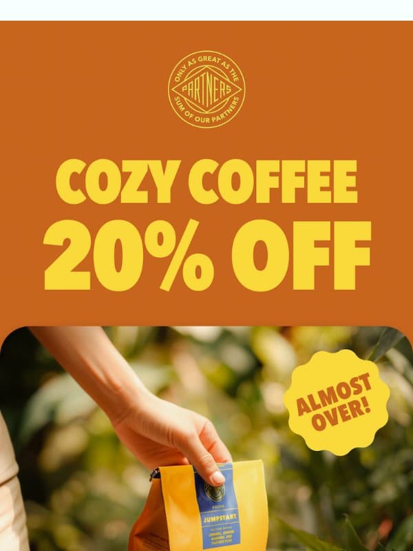 β Don't Miss 20% Off Your Coffee! email from Toby's Estate Coffee (now Partners Coffee)