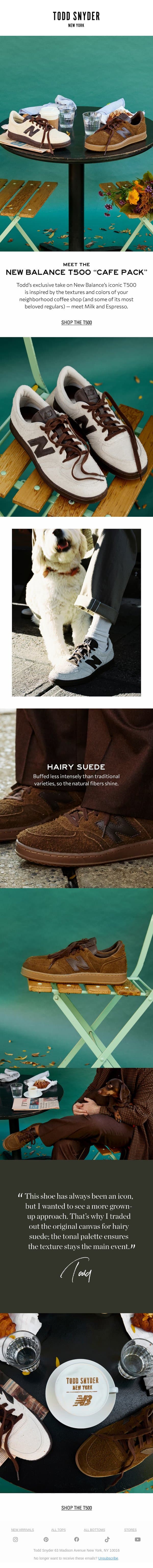 SNEAKER ALERT: Todd Snyder & New Balance email from Todd Snyder screenshot