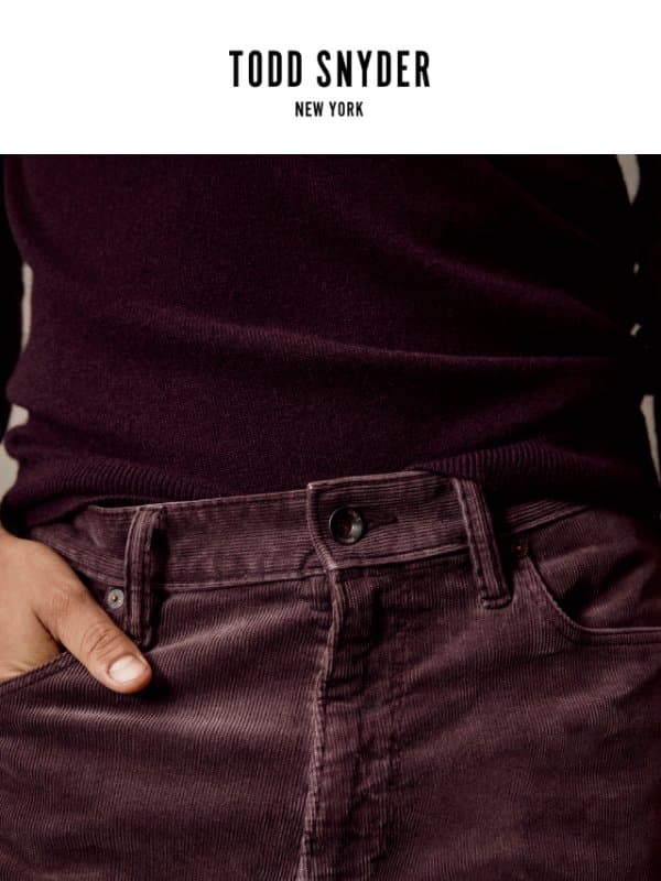 The Fall Fabric Edit email from Todd Snyder