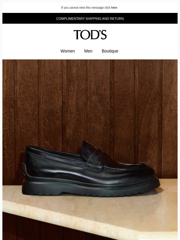 Autumn footwear: the Tod's selection email from Tod's