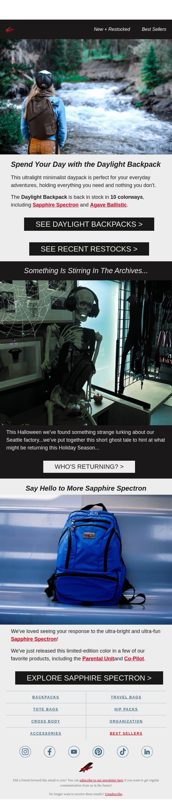 Boo-tiful Bags for Your Adventures! 👻 email from Tom Bihn screenshot