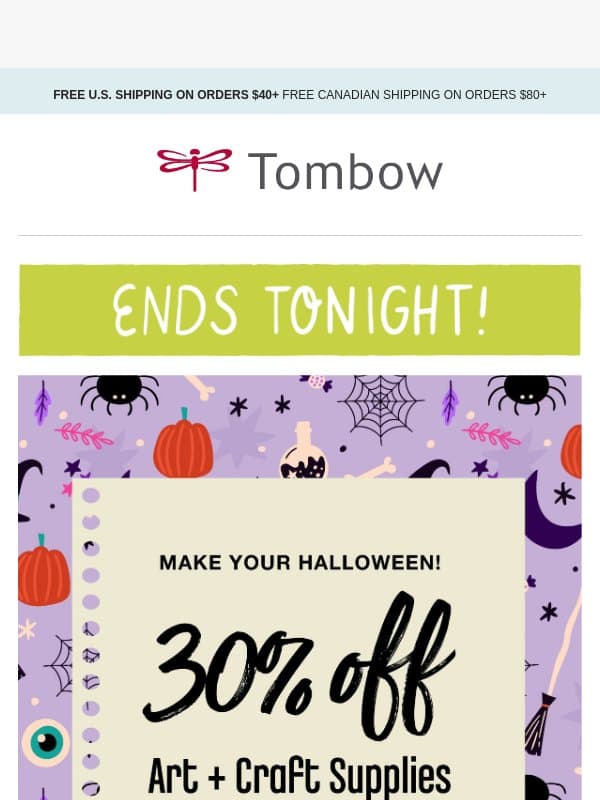 Last Day of Craftober Deals! email from Tombow