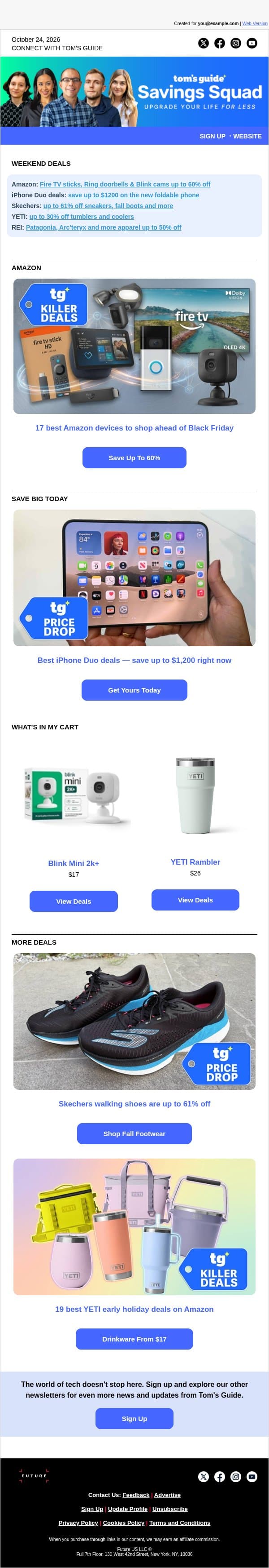 🛍️ Early Black Friday Deals: Up To 60% Off Amazon Devices email from Tom's Guide screenshot