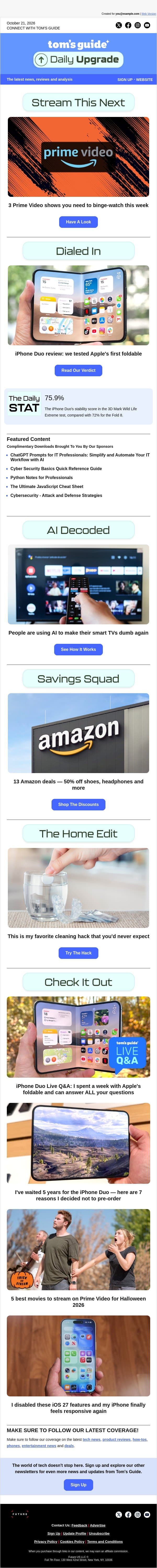 📺 3 Prime Video Shows You Need to Binge This Week email from Tom's Guide screenshot