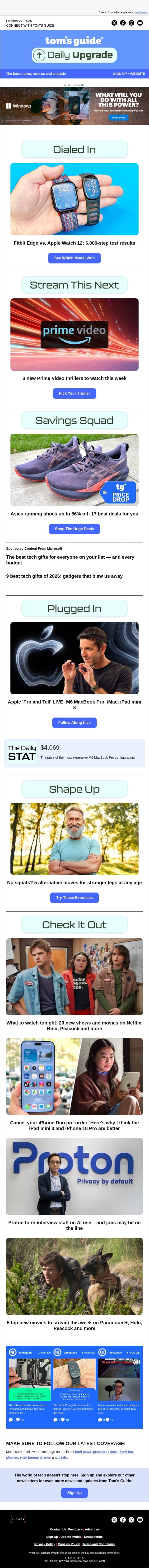 ⌚️ Fitbit Edge vs Apple Watch 12: 6,000-Step Test Results email from Tom's Guide screenshot