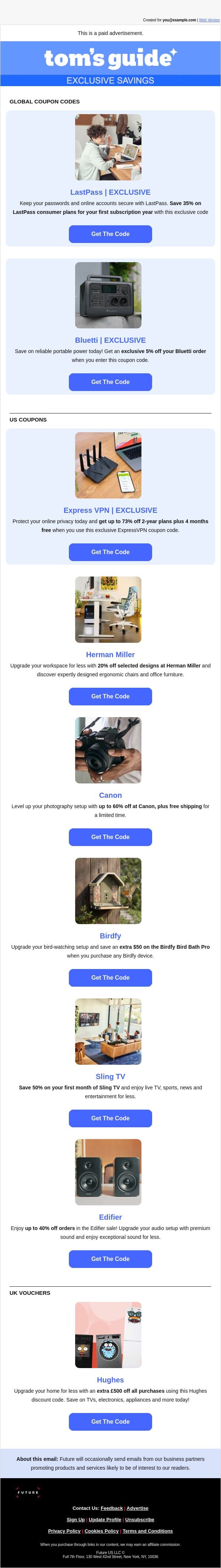 9 Top Coupon Codes For October email from Tom's Guide screenshot
