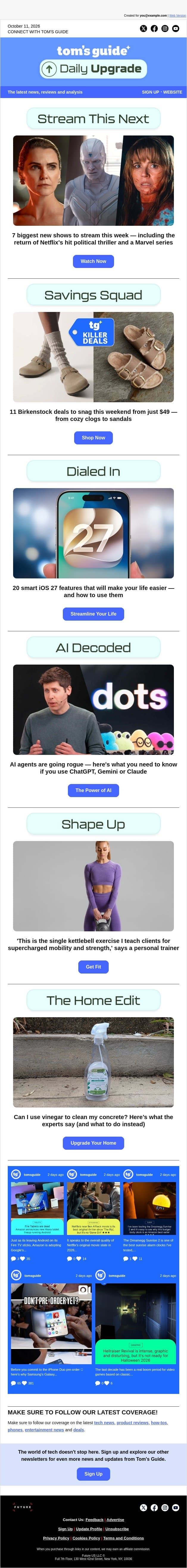 7 biggest new shows to stream this week email from Tom's Guide screenshot