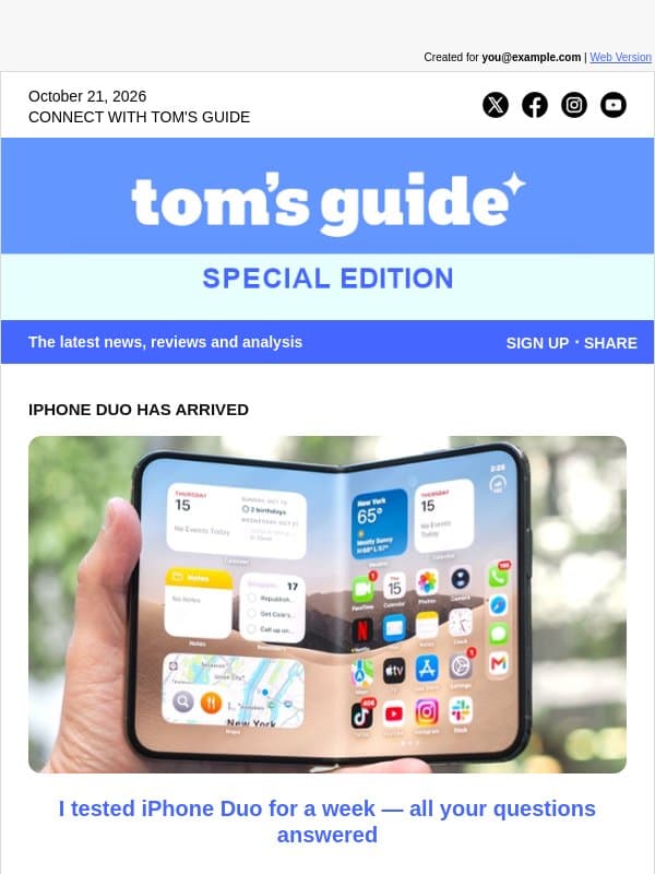 🛑 iPhone Duo Review: Don't Buy Until You Read This email from Tom's Guide