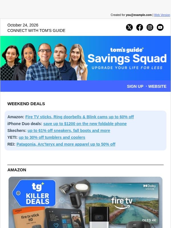 🛍️ Early Black Friday Deals: Up To 60% Off Amazon Devices email from Tom's Guide