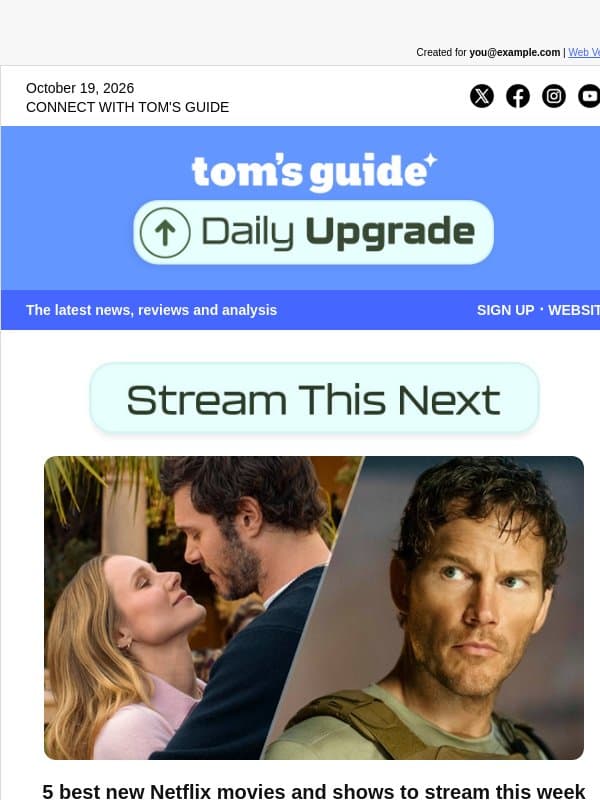 🎬 New on Netflix: 5 Movies and Shows to Stream This Week email from Tom's Guide