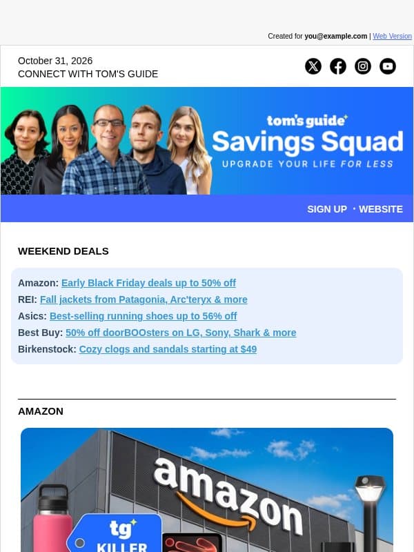 🛒 Amazon Just Dropped 41 Early Black Friday Deals email from Tom's Guide