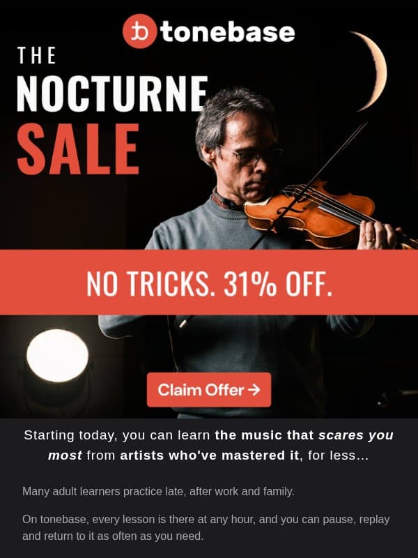 🎻 (31% Off Every Plan) Practice After Dark With GRAMMY Winners email from Tonebase