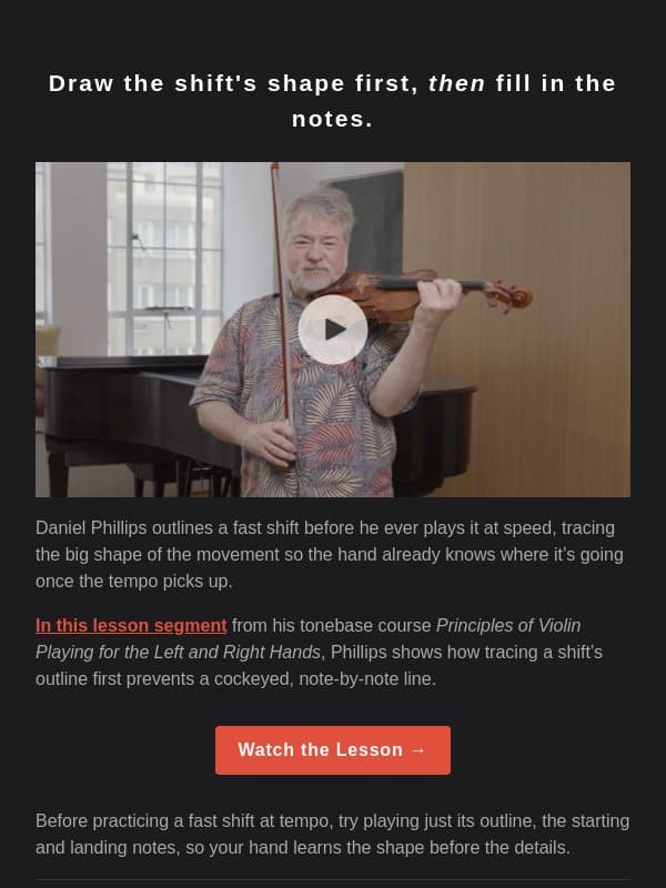 Shift faster on violin by drawing the line first 🎻 email from Tonebase