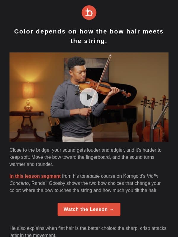 Change your tone color on violin with the bow 🎻 email from Tonebase