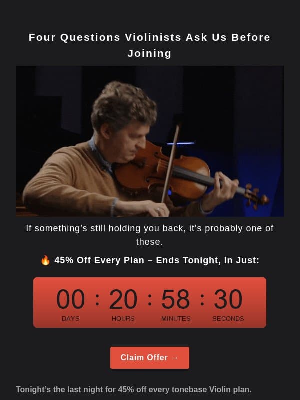 🎻 (45% Off) Four Violin Questions, Answered email from Tonebase