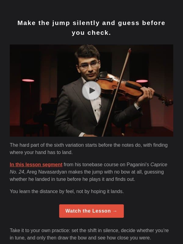 Practice your violin leaps without the bow 🎻 email from Tonebase